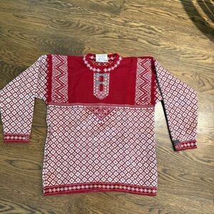 Dale of Norway Red and White Nordic Wool Sweater
